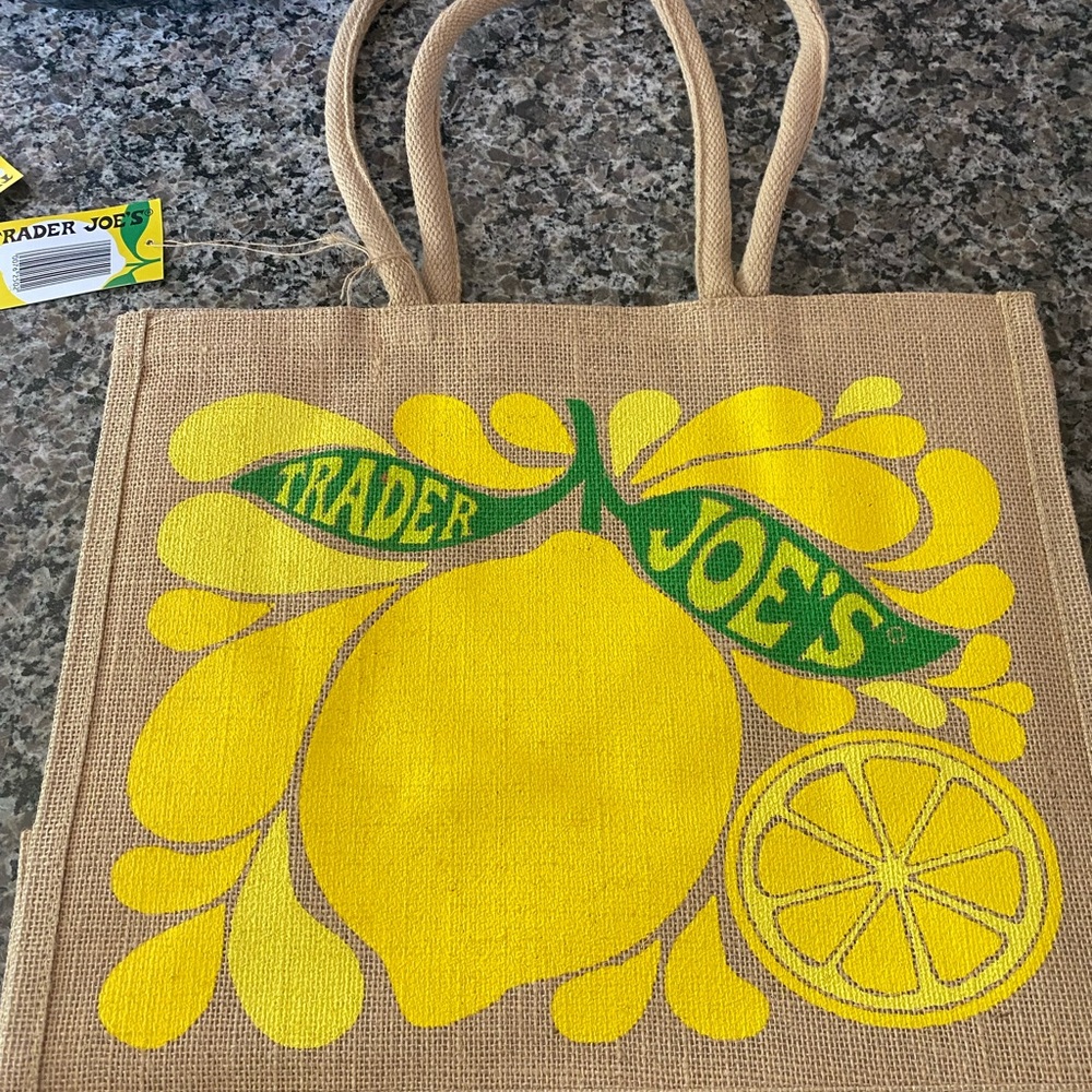 Trader Joe's Yellow Jute Tote Bag